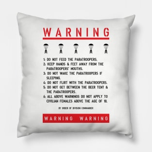 Paratrooper Warning Sign Pillow