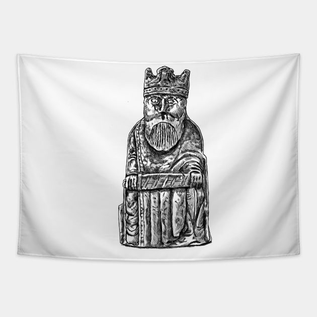 Majestic Monarch: The Lewis Chessmen King Design Tapestry by Holymayo Tee