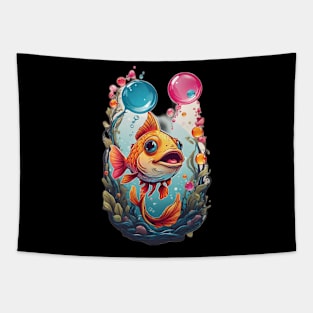 Bubble Love Apparel: Dive into Whimsical Waters with Fishy Affection Tees Tapestry