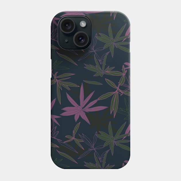 Dark Colored Leaves Pattern Phone Case by Patternos