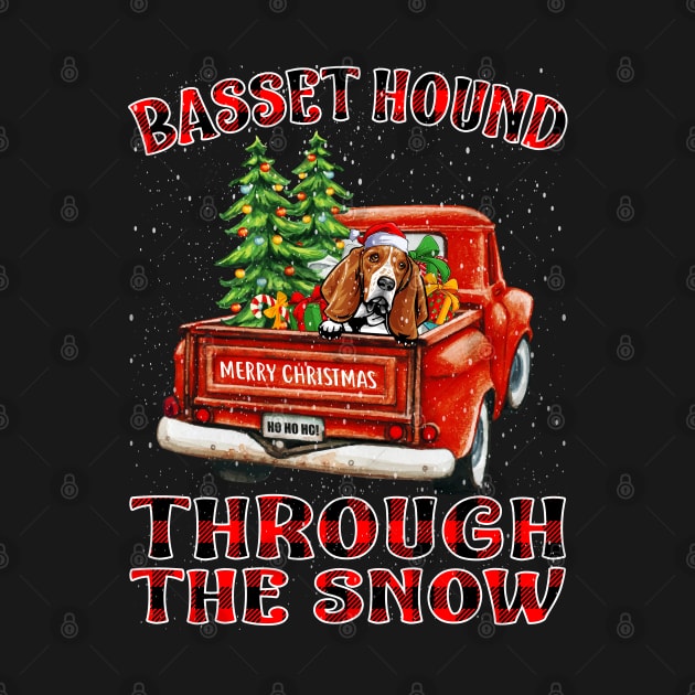 Christmas Basset Hound Through The Snow Dog Santa Truck Tree by intelus