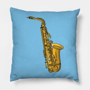 Vintage Saxophone Illustration Pillow