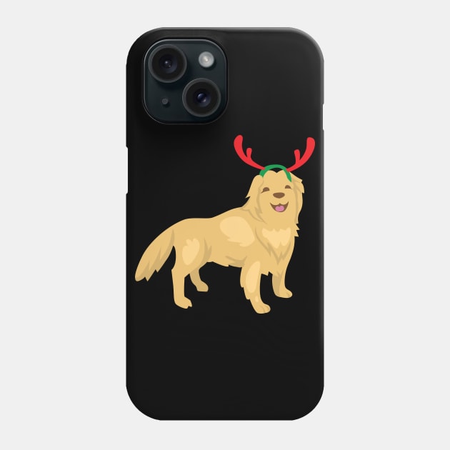 Christmas golden retriever with reindeer Phone Case by holidaystore