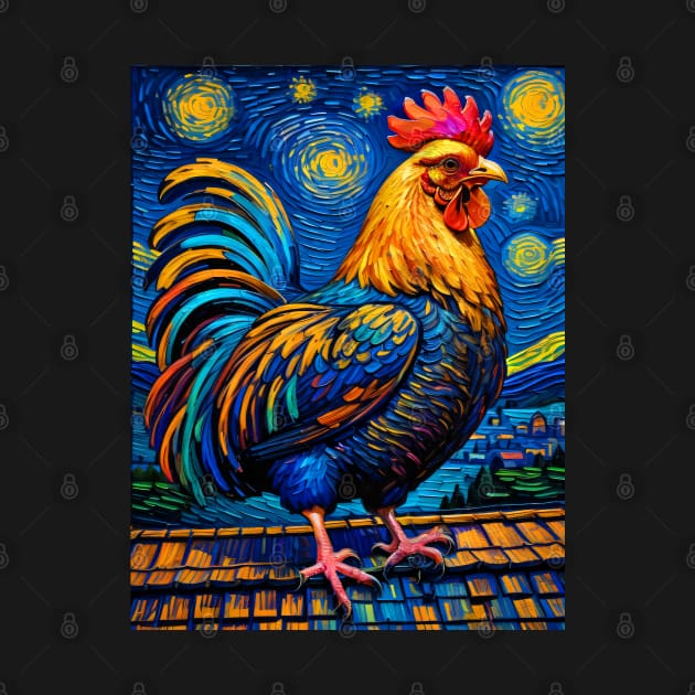 Rooster in starry night by FUN GOGH