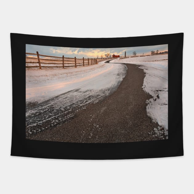 Winding Winter Road Tapestry by somadjinn