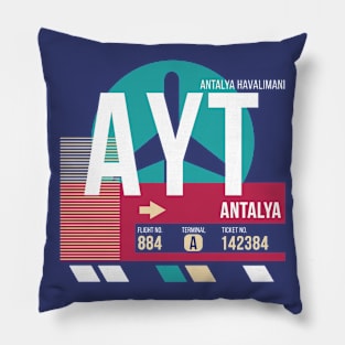 Antalya, Turkey (AYT) Airport Code Baggage Tag Pillow