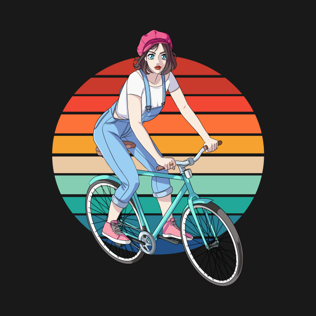Girl Cyclist Female Bicycle Rider Bike Lover Gift by Noseking