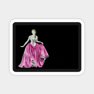 Bone China Figurine Wearing a Pink Dress Magnet