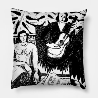 Lady with Guitar Pillow