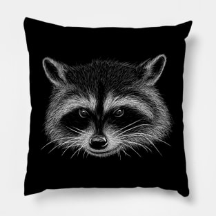 Trash Panda Illustration Masked Bandit Raccoon Drawing Pillow