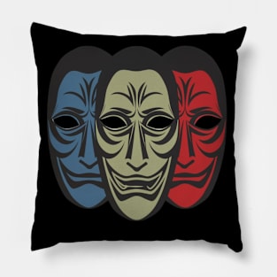 Noh Masks - three mask Pillow