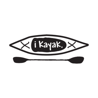 iKayak - Kayak and paddle black and white illustration T-Shirt