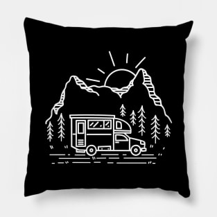 Handmade drawn Camping Illustration Art Pillow