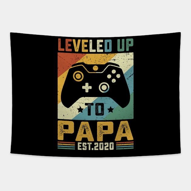 Vintage Leveled Up To Papa Est.2020 Tapestry by wendieblackshear06515