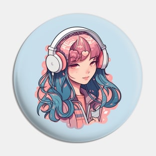 Cute headphone anime girl Pin