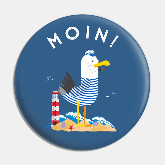 Moin Möwe Kapitän Norddeutschland Pin by Foxxy Merch