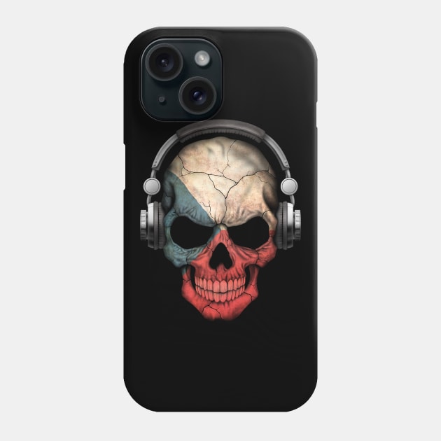 Dark Skull Deejay with Czech Flag Phone Case by jeffbartels