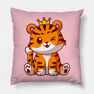 Cute King Cat Sitting Cartoon Pillow