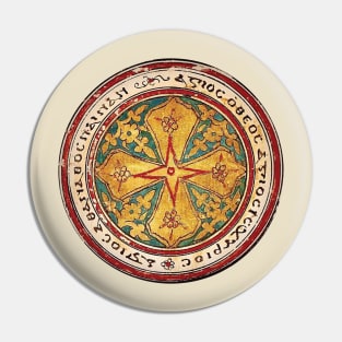 Coptic Manuscript Cross Medallion with Coptic Trisagion Pin