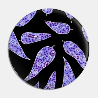 Aboriginal Art - Leaves Repeat Blues Pin