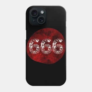 Satanic 666 made of bones over blood-red texture Phone Case