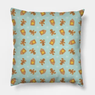 Winter pattern with gingerbread and snowflakes Pillow