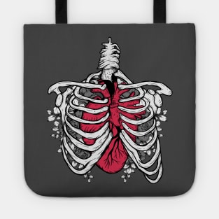 Big red heart skeleton Tote