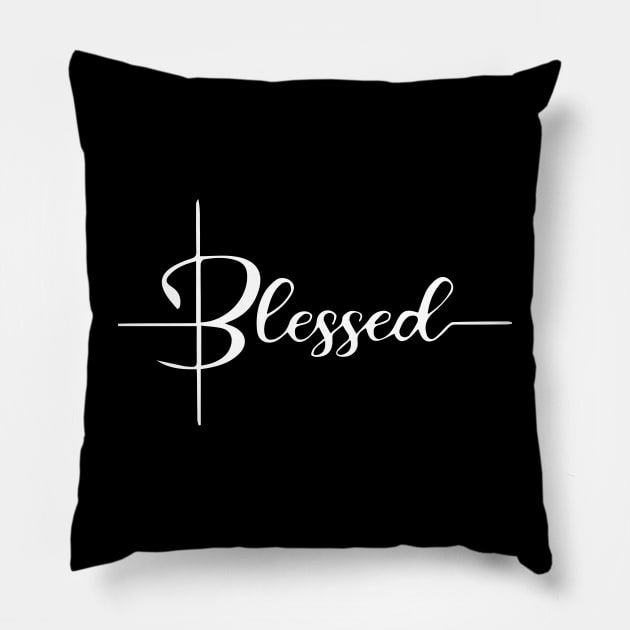 Blessed , Cute Graphic & Letter Print Pillow by admeral