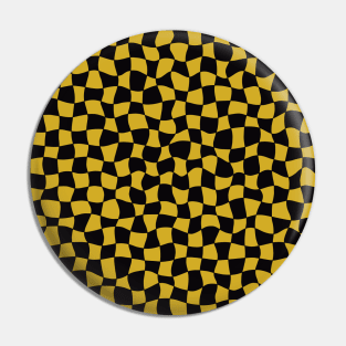 Warped Checkerboard, Black and Gold Pin