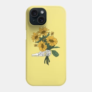 Skeleton holding sunflowers Phone Case