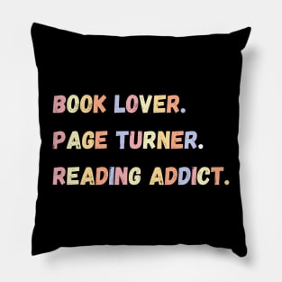 Book Lover, Page Turner, Reading Addict Pillow