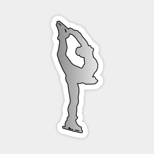 Figure Skater Silhouette in Silver Design Magnet