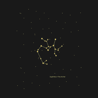 Sagittarius Constellation. Gold T-Shirt