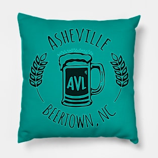 Beertown Asheville, NC - Green TealG Pillow