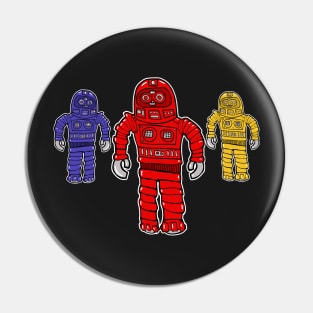 Red, Blue & Yellow Robots Pin