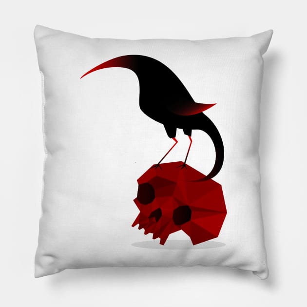 Bird and Skull Pillow by volkandalyan