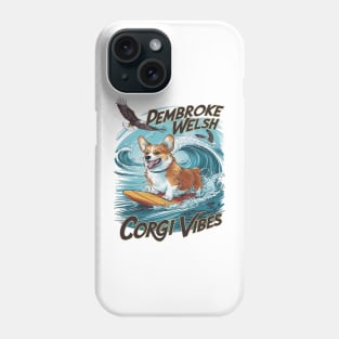 Pembroke Welsh Corgi Surfer Tackles Epic Wave Phone Case