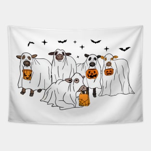 Funny Cow Ghost Halloween - Farmer Trick Or Treat - Cow Lover Tapestry