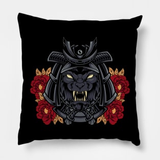 The Wolf Samurai: Ferocious Wolf Head in a Traditional Helmet Pillow