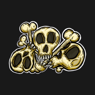 Spooky Halloween Skull Cartoon Illustration Trio T-Shirt