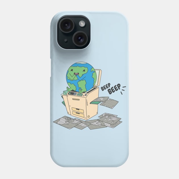 How Maps Are Made // Funny Globe on Copy Machine Phone Case by SLAG_Creative