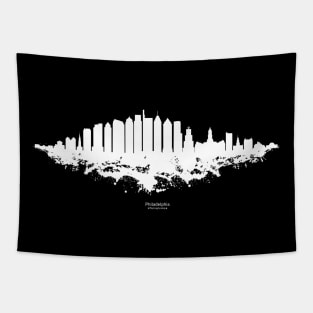 Philadelphia City Skyline - Watercolor Black and White Tapestry