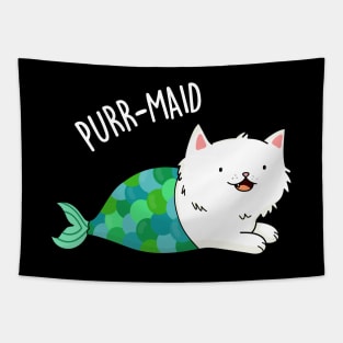 Purrmaid Cute Cat Mermaid Pun Tapestry