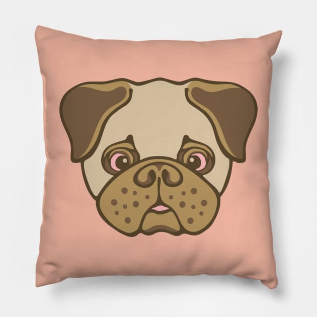 I LOVE PUGS  Cute Pug Pet Dog Lover - UnBlink Studio by Jackie Tahara Pillow by UnBlink Studio by Jackie Tahara