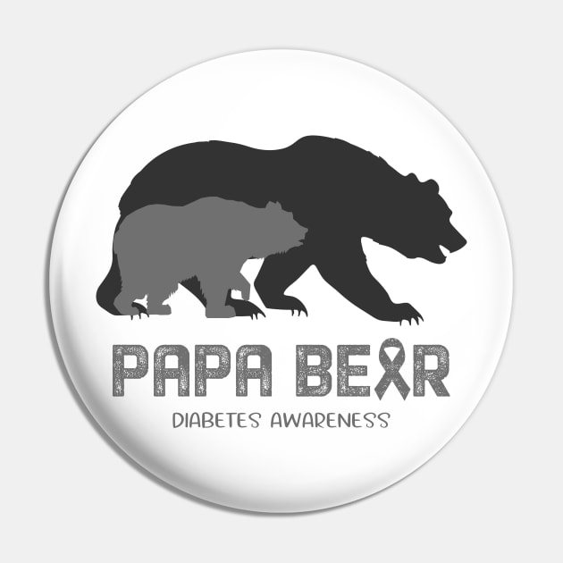 Papa Bear Diabetes Awareness Support Diabetes Warrior Gifts Pin by ThePassion99