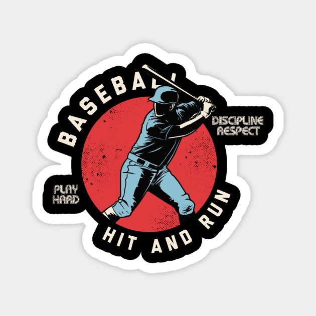 Vintage Baseball Player Hit And Run Baseball Love Magnet by anubis1986