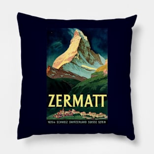 Vintage Travel Poster - Matterhorn Switzerland Pillow