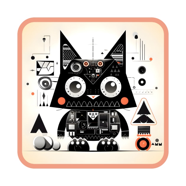 Tribal Robot Cat by Polyshirt