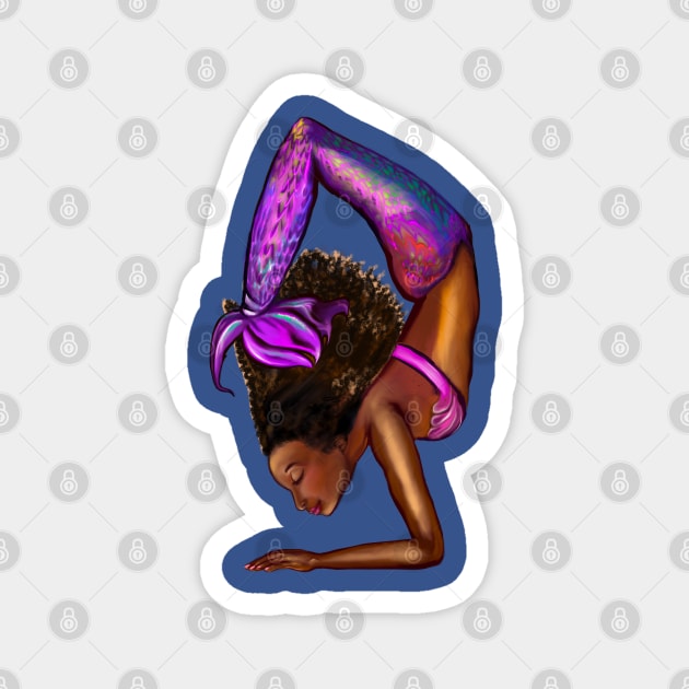 Mermaid handstand Coco the Magical rainbow mermaid doing an underwater handstand. Afro hair and caramel brown skin Magnet by Artonmytee