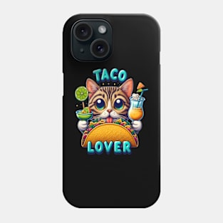 Taco Lover Cat With Refreshing Drink Phone Case